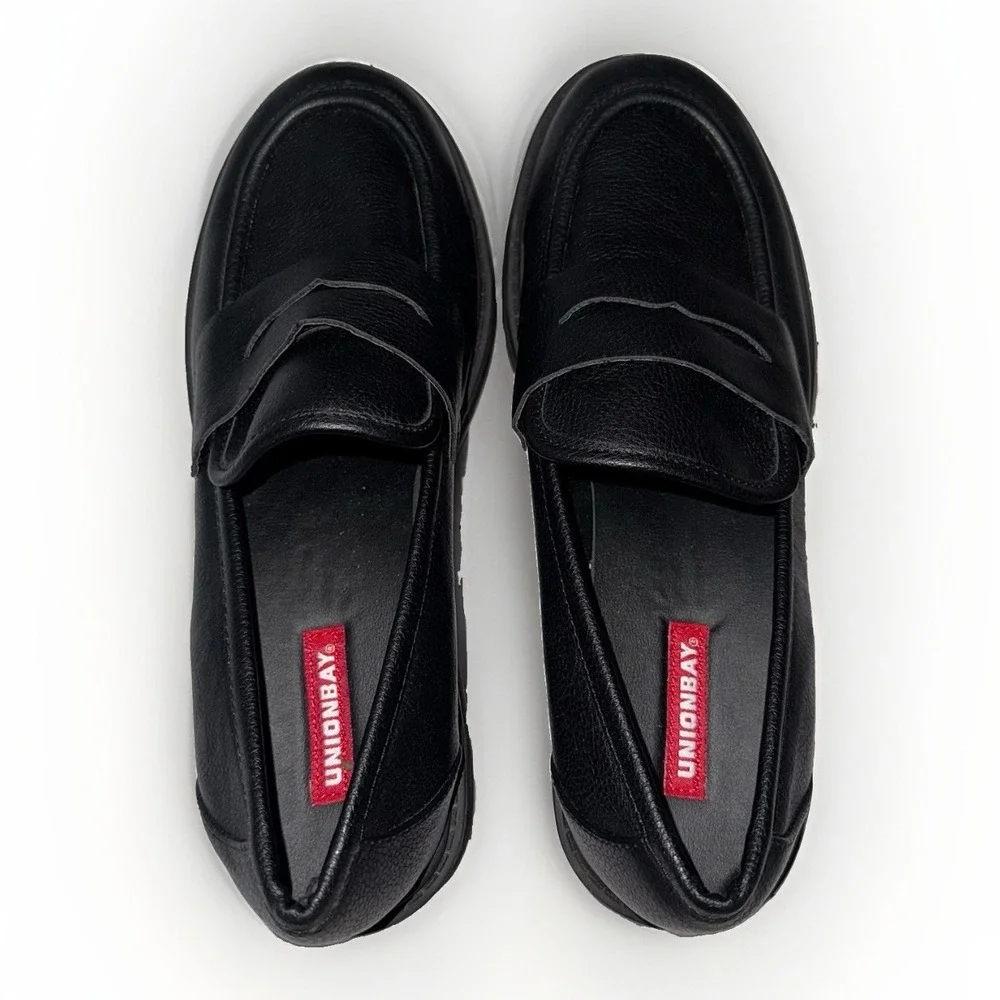 Unionbay Jayla Lug Sole Penny Loafers Black Platform Shoes Women's 9M Preppy
